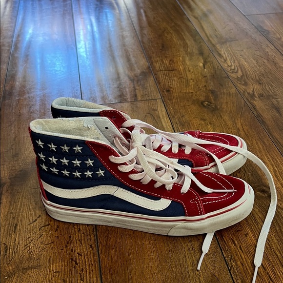 Vans Red and Blue High-Top Athletic Shoes - Picture 3 of 5